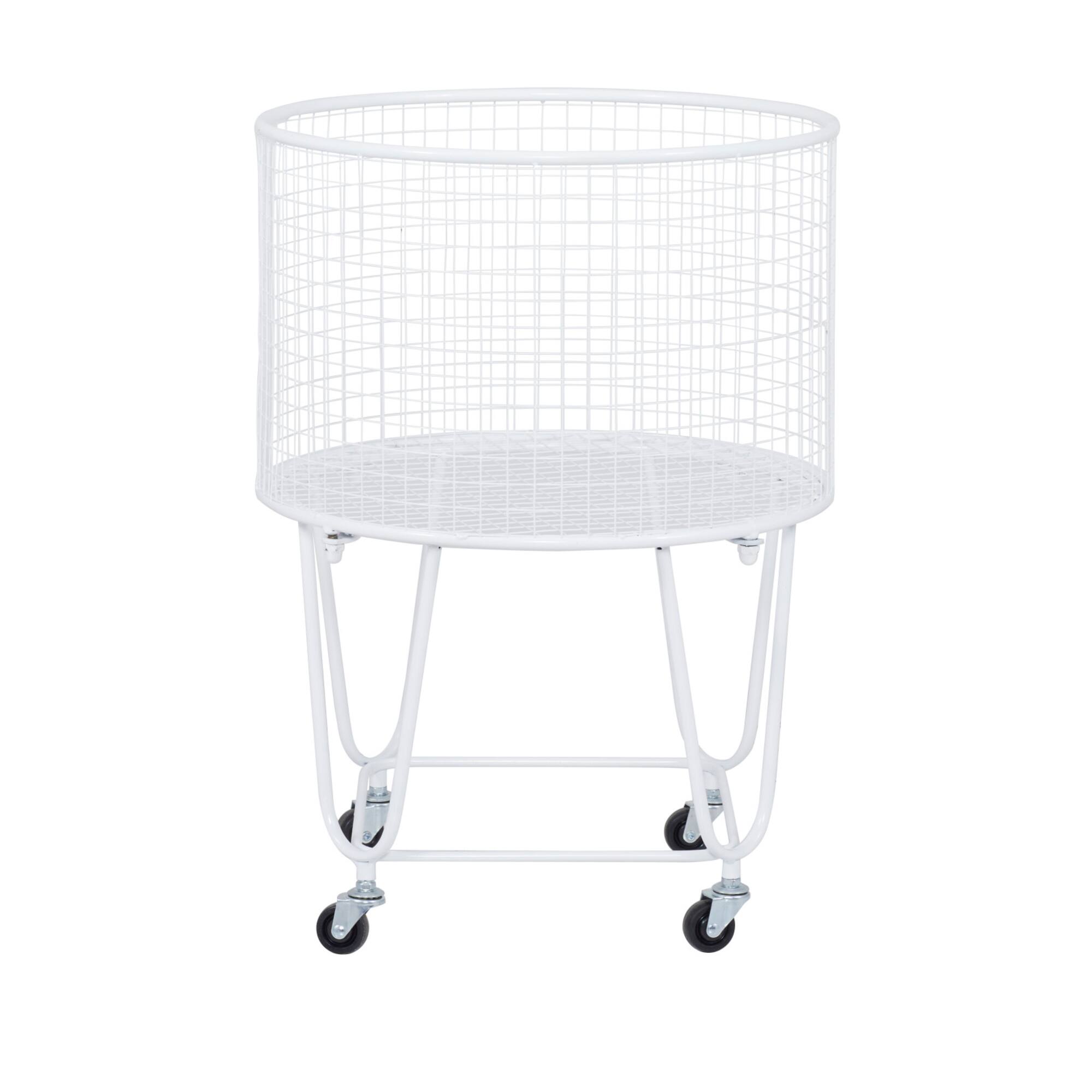 24" White Iron French Country Storage Cart